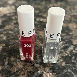 SEPHORA COLLECTION NAIL POLISH BERRY RED (202) &SILVER FEVER (905)LOT OF 2